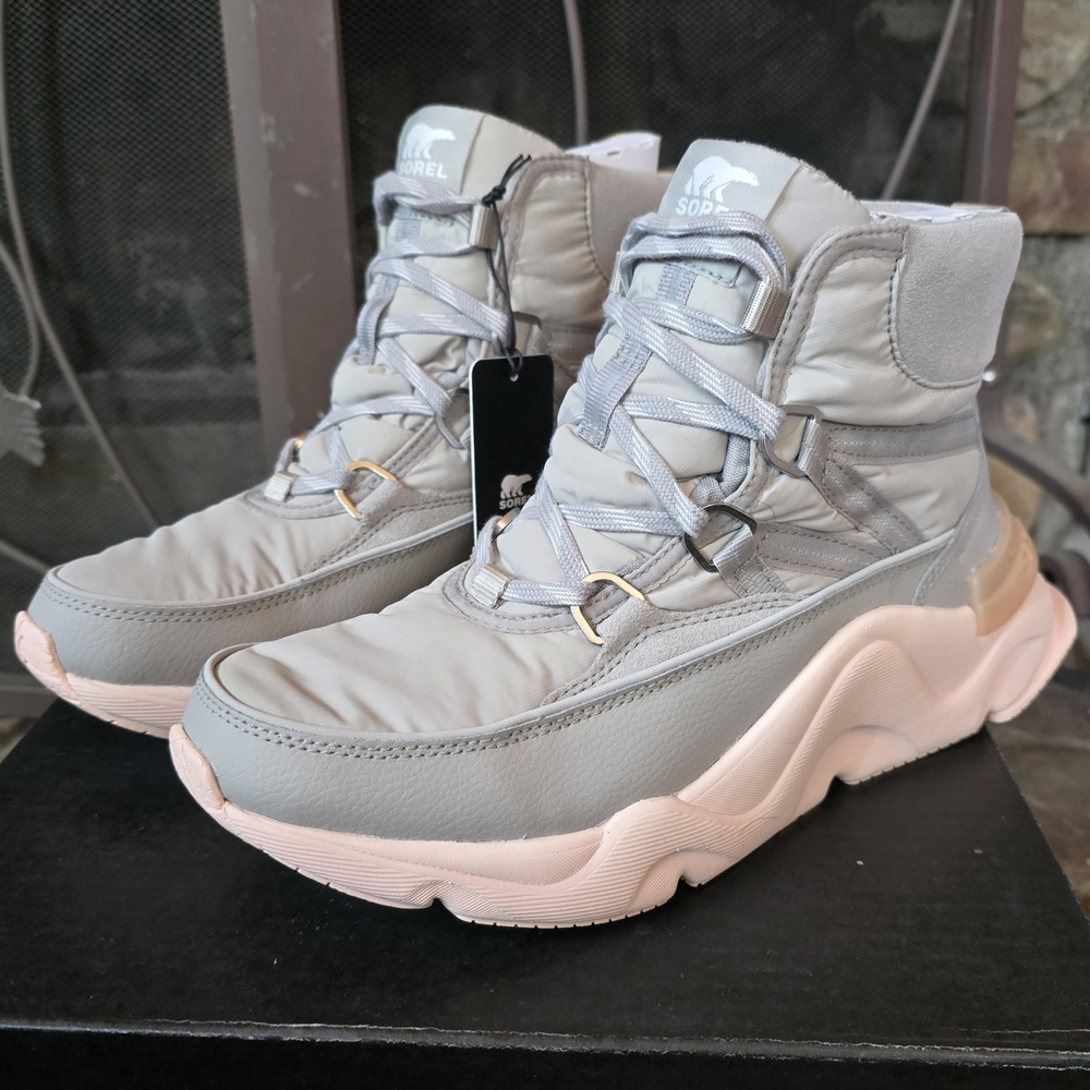 SOREL RNEGD Lace Storm Sneaker Bootie In Dove/Peach FITS SIZE 9 - Picture 5 of 15